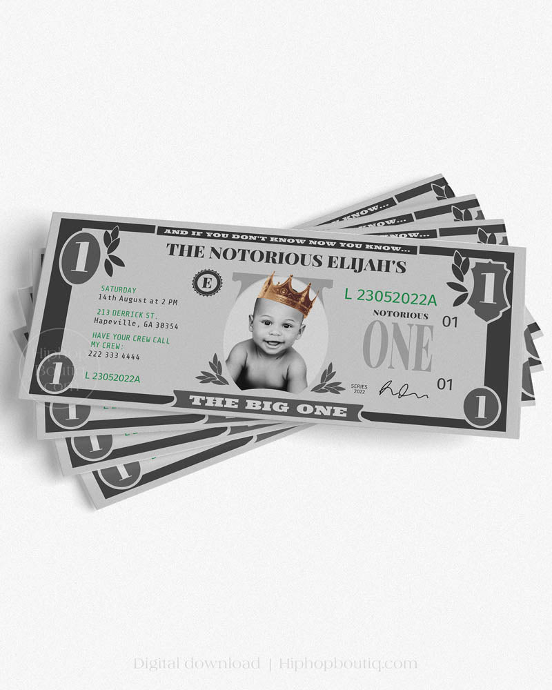 the-big-one-dollar-bill-birthday-invitation-hiphopboutiq for Free Printable One Dollar Bills The Big One Dollar Bill Birthday Invitation – HiphopBoutiq for Free Printable One Dollar Bills