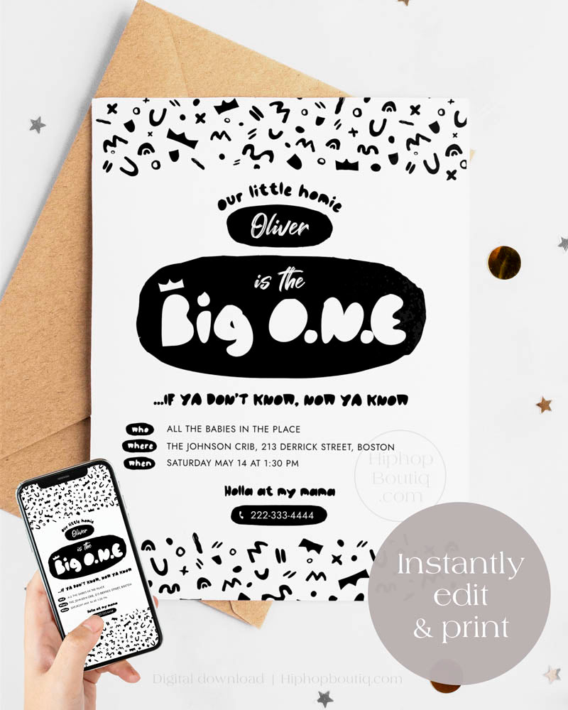 The Big One Hip Hop Birthday Invitation Template