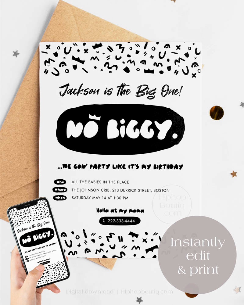 Notorious One Birthday Party Invitation Template – HiphopBoutiq