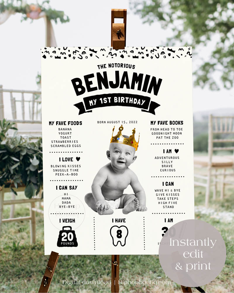 The Notorious One Birthday Milestone Sign