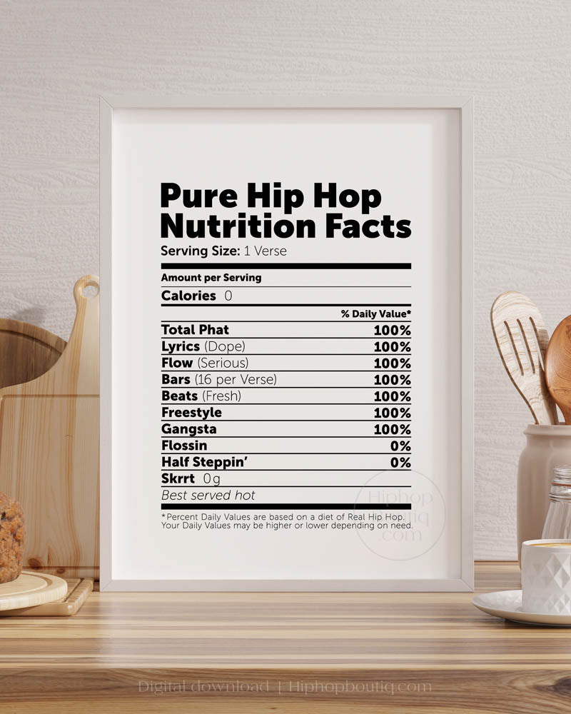 Pure Hip Hop Nutrition Facts Poster