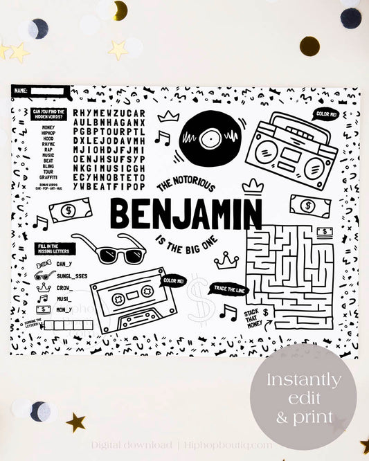 The Notorious One Activity Placemat & Party Game