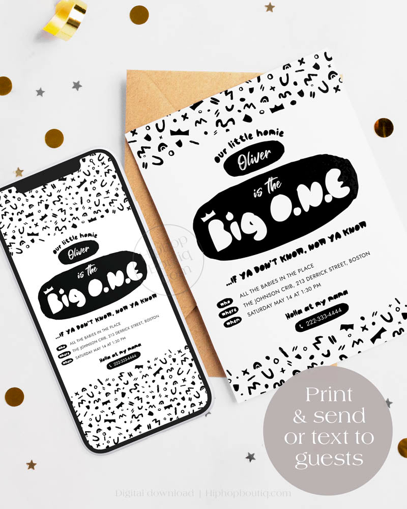 The Big One Hip Hop Birthday Invitation Template