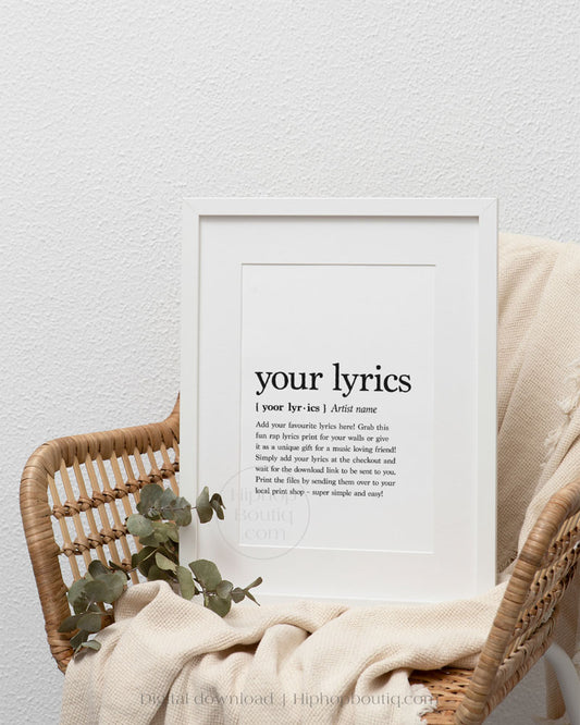 Custom Rap Lyric Definition Poster