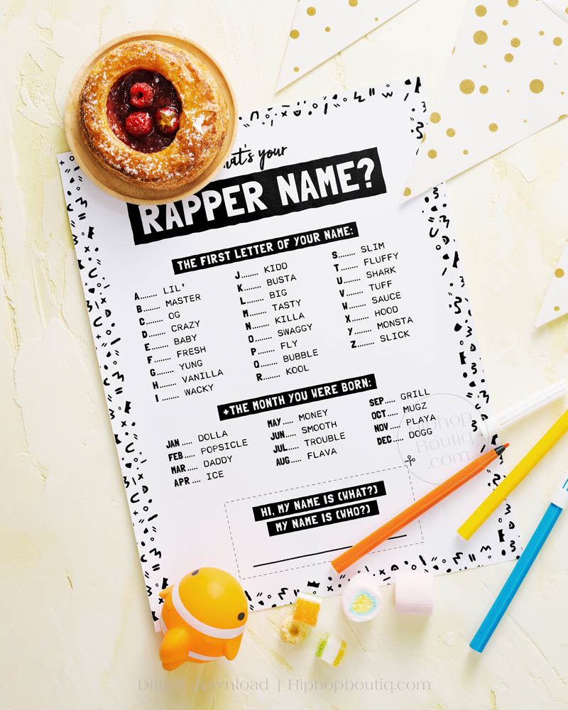 What's Your Rapper Name Party Game