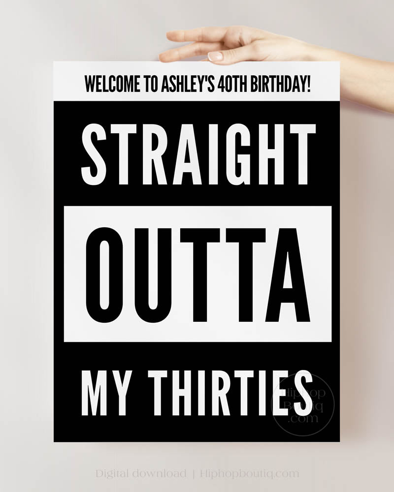 Straight Outta My Thirties Birthday Welcome Sign