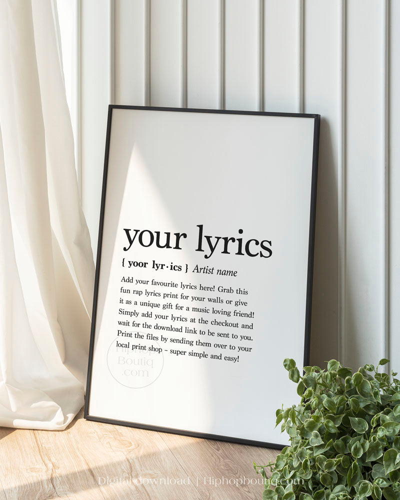 Custom Rap Lyric Definition Poster
