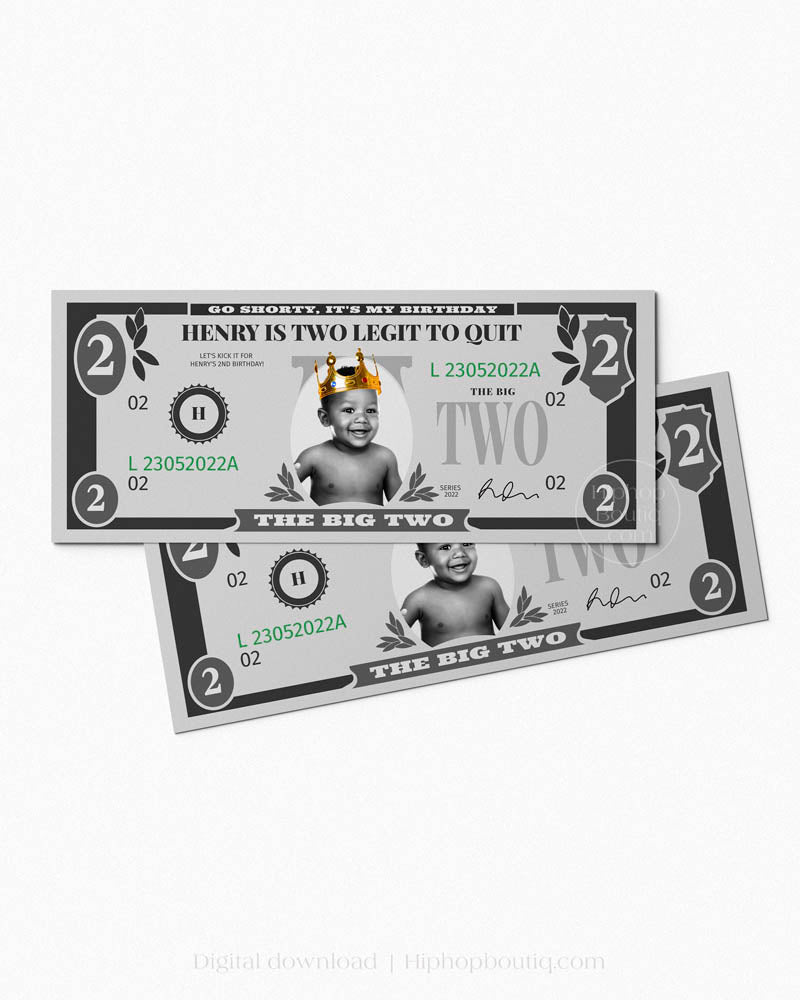 Two Legit To Quit 2nd Birthday Dollar Bill