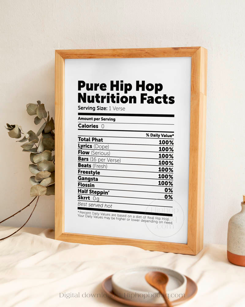 Pure Hip Hop Nutrition Facts Poster
