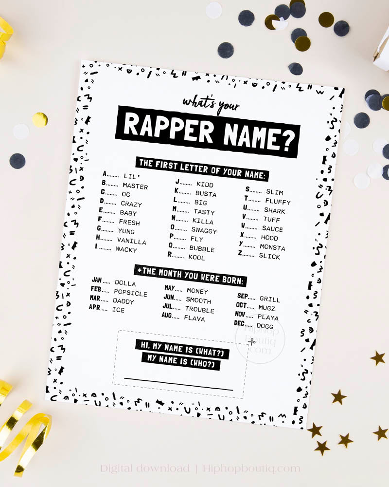 What's Your Rapper Name Party Game