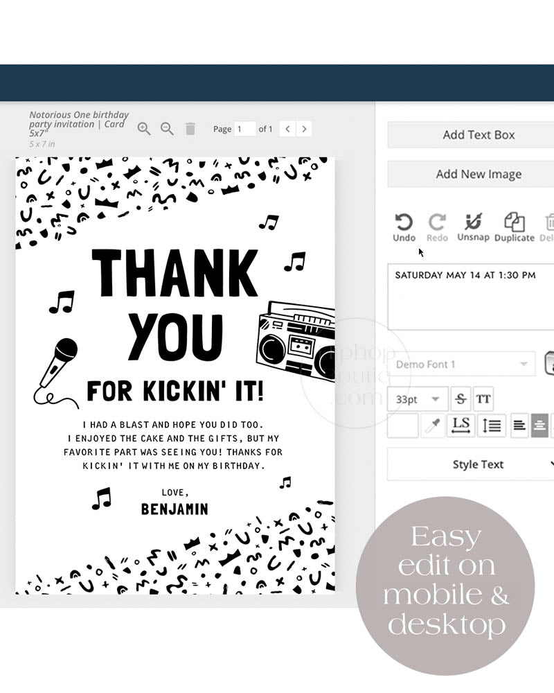 Thank You For Kicking It Editable Card Template