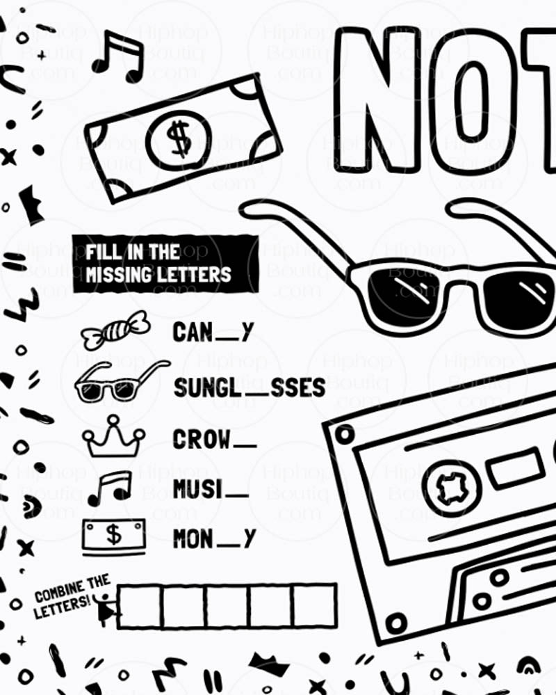 The Notorious One Birthday Activity Placemat