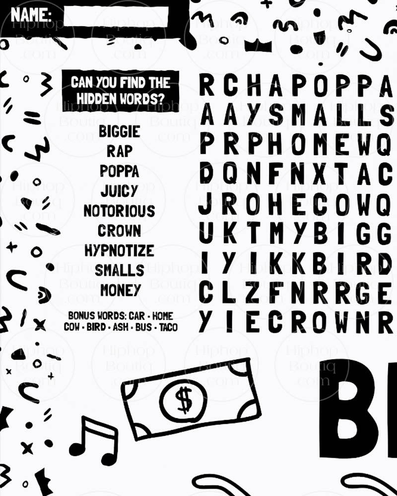 The Notorious One Activity Placemat & Party Game