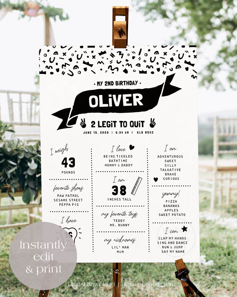 Two Legit to Quit Milestone Sign Template