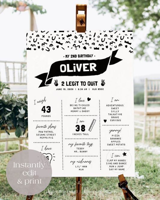 Two Legit to Quit Milestone Sign Template