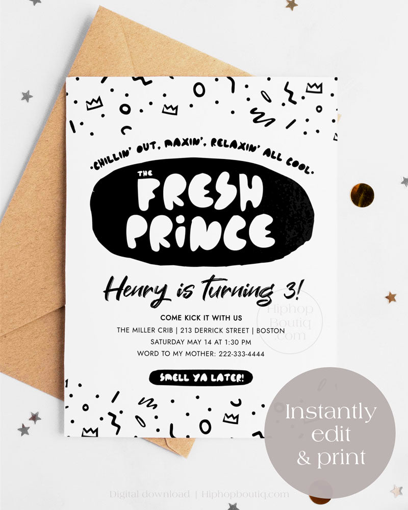 90s Hip Hop Themed Birthday Invitation