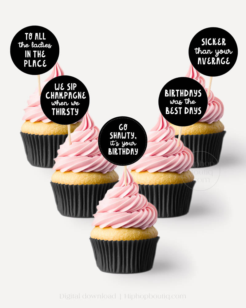 90s Hip Hop Party Cupcake Toppers