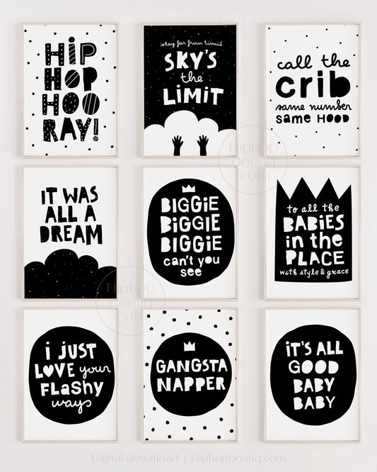 Hip hop nursery wall art bundle | Hip hop themed nursery | Rap lyrics baby room decor - HiphopBoutiq