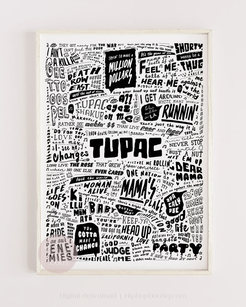 90s hip hop lyrics poster | Old school rap office decor - HiphopBoutiq