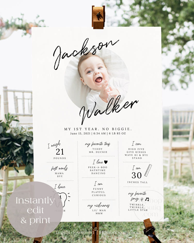 Baby's 1st Year Milestone Sign Template