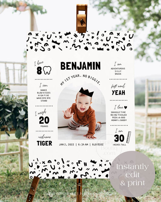 My 1st Year Editable Milestone Sign Template