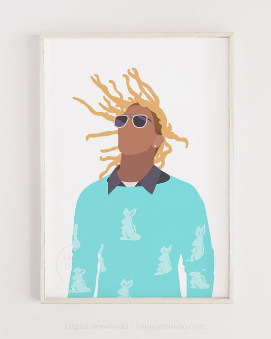 Rapper portrait printable | Rapper poster | Hip hop artist wall art - HiphopBoutiq