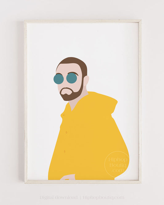 Rapper printable poster | Hip hop artist wall art | Rapper portrait art - HiphopBoutiq