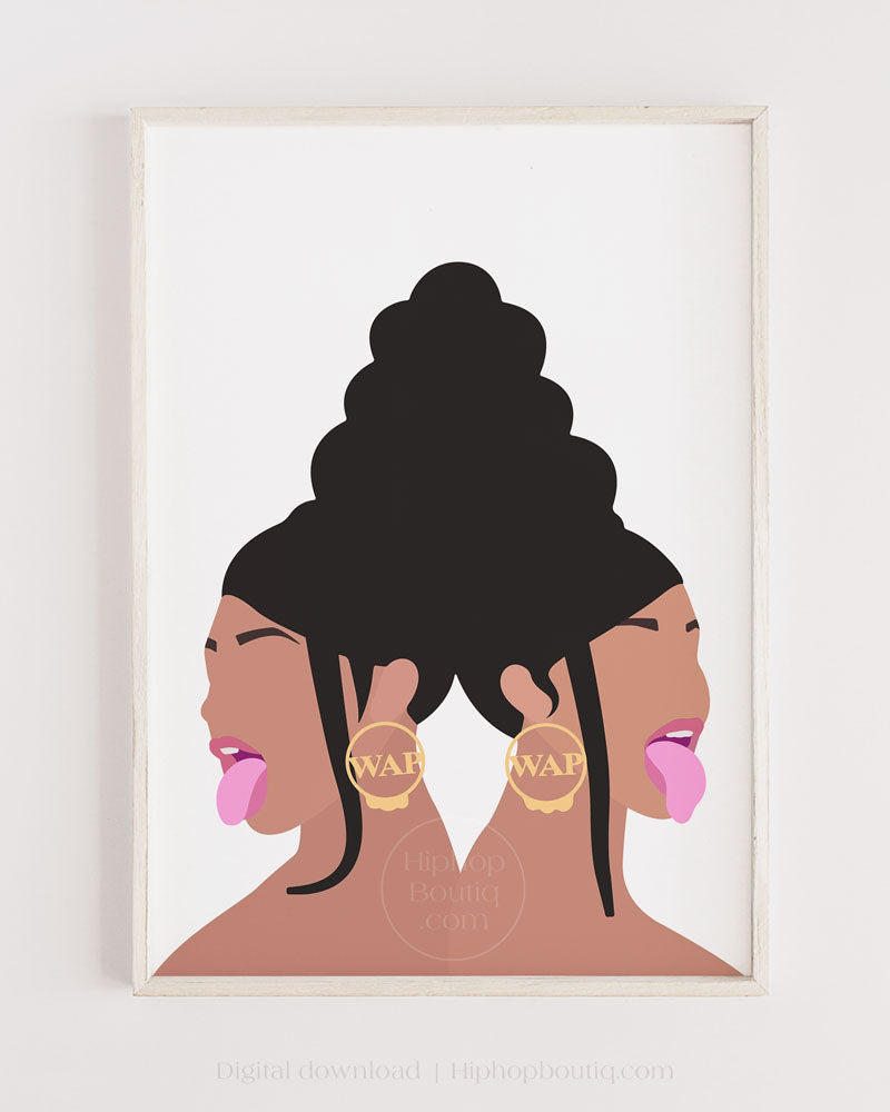 Female rapper poster | Hip hop artist portrait printable - HiphopBoutiq