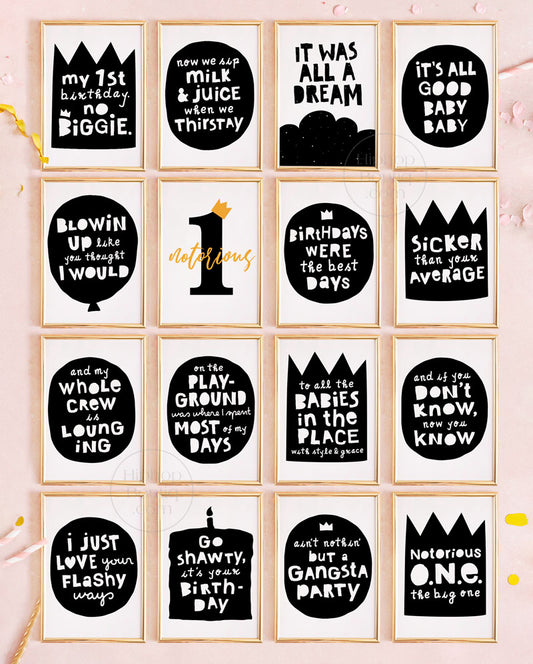 The Big One Birthday Notorious Party Sign Bundle