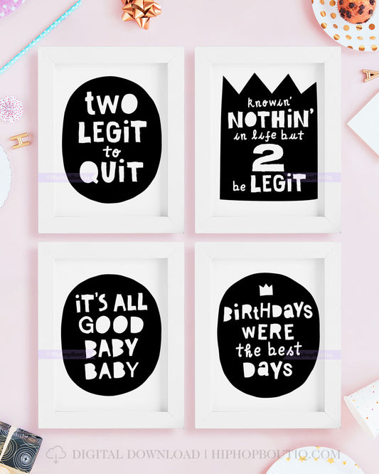 Two Legit to Quit 2nd Birthday Sign Bundle