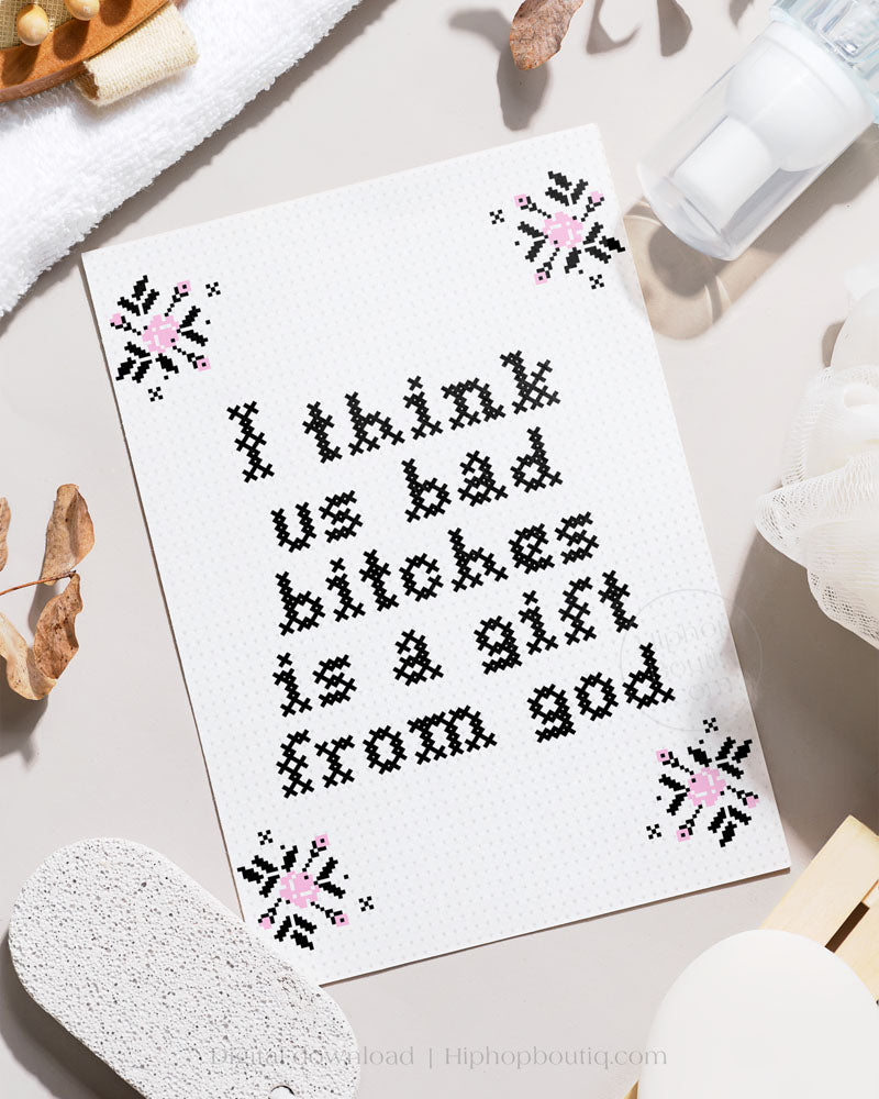 Bad Bitches Cross Stitch Wall Art