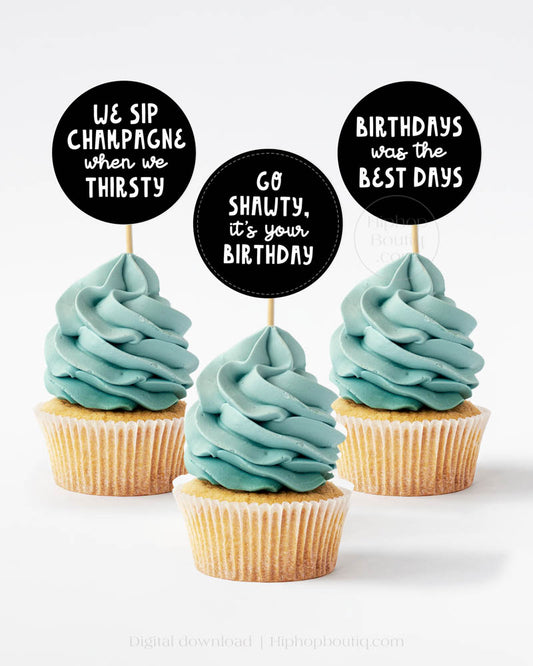 90s Hip Hop Party Cupcake Toppers