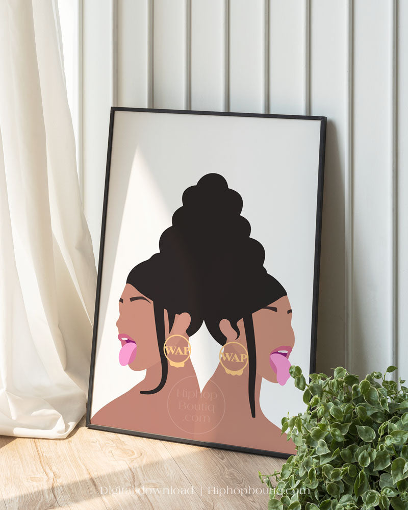 Female rapper poster | Hip hop artist portrait printable - HiphopBoutiq