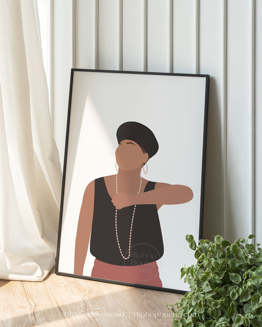 Female rapper poster | Old school hip hop artist | 90s rapper wall art - HiphopBoutiq