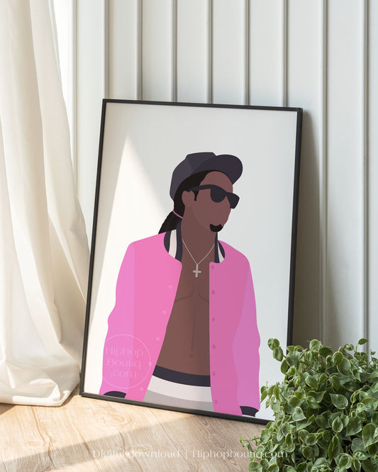 Old school rapper poster printable | Minimalist hip hop artist wall art - HiphopBoutiq