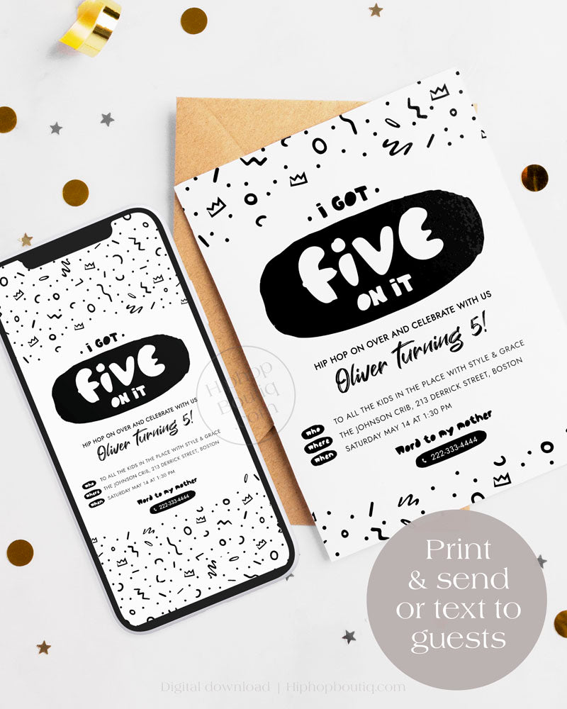 I Got Five On It 5th Birthday Invitation Template