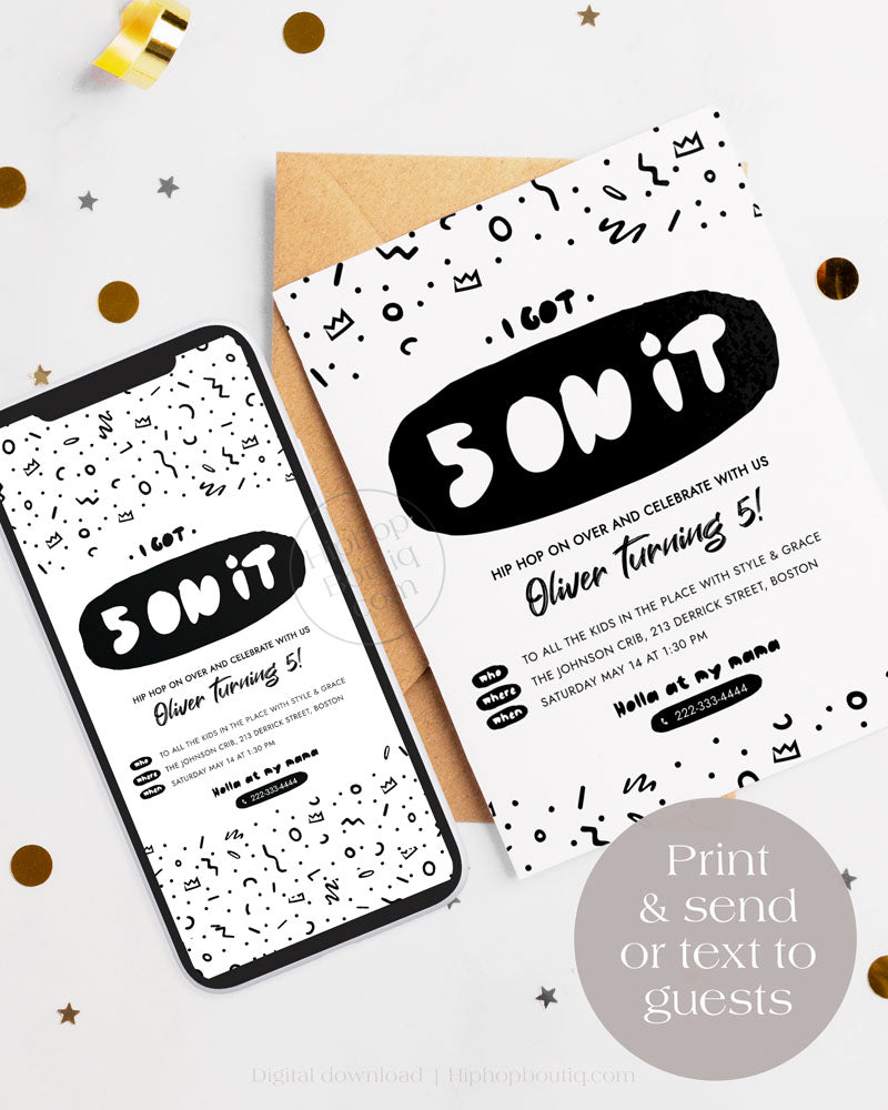 I Got 5 On It Editable Birthday Invitation Template