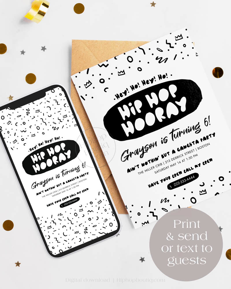 Hip Hop Hooray Birthday Invitation Template