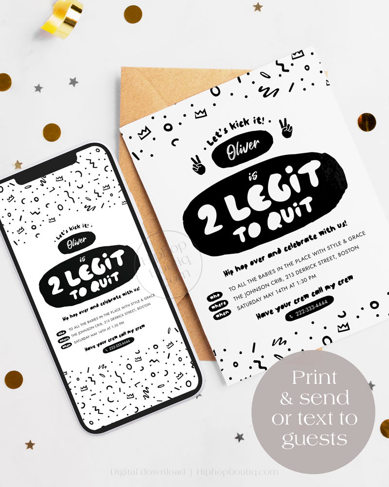 2 Legit to Quit Birthday Editable Invitation Template