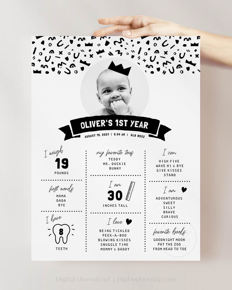 Baby's First Year Editable Milestone Sign Template