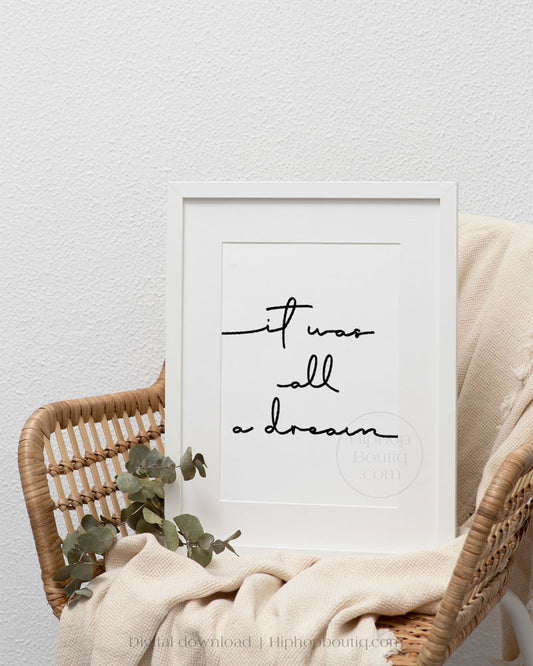 It was all a dream script poster printable | 90s hip hop decor for bedroom - HiphopBoutiq