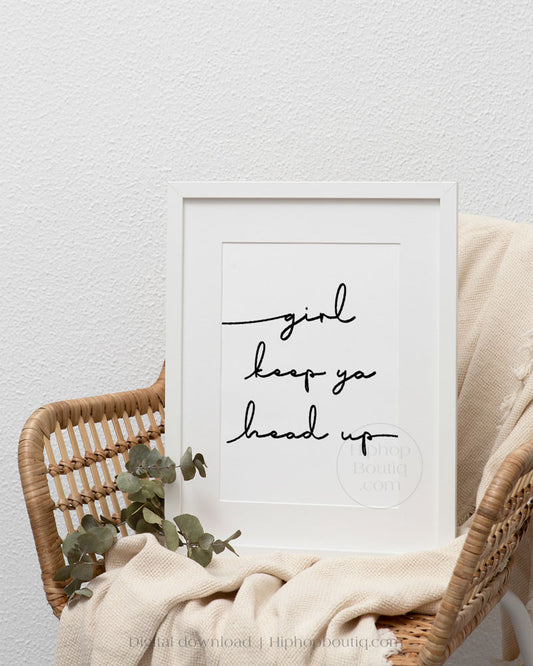 Keep ya head up script poster | 90s hip hop decor for bedroom - HiphopBoutiq
