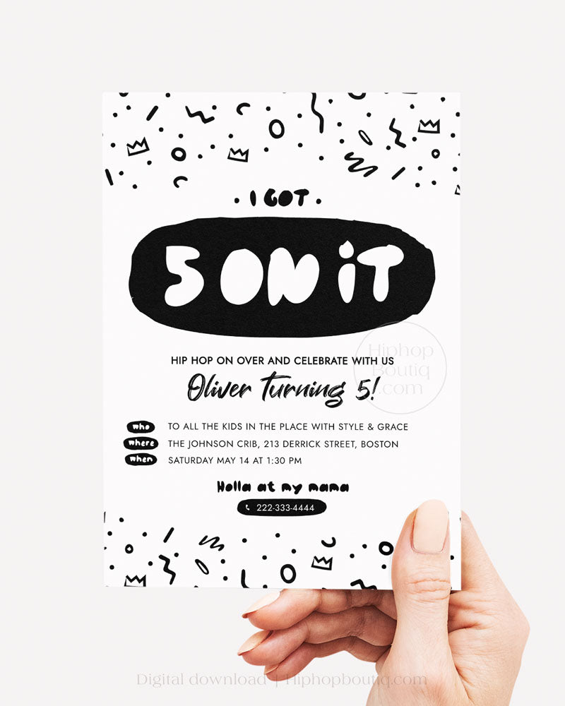 I Got 5 On It Editable Birthday Invitation Template