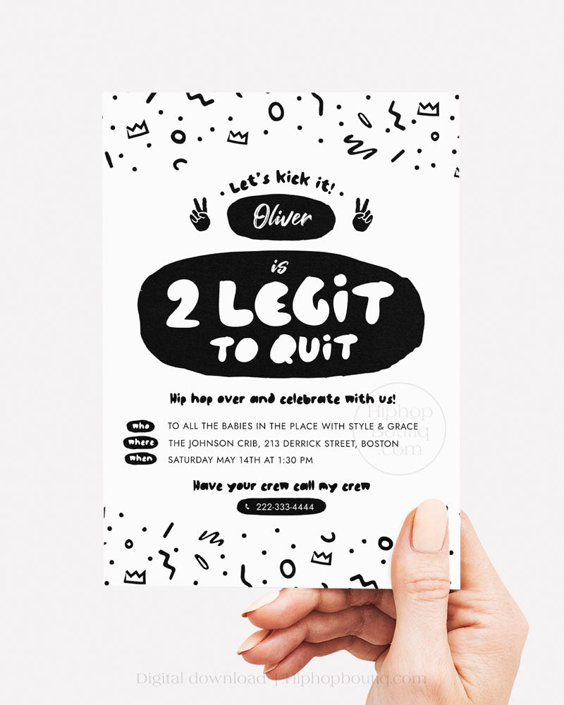 2 Legit to Quit Birthday Editable Invitation Template