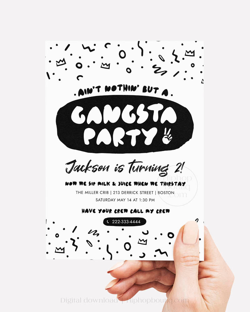 Ain't Nothing But a Gangsta Party Birthday Invite Template