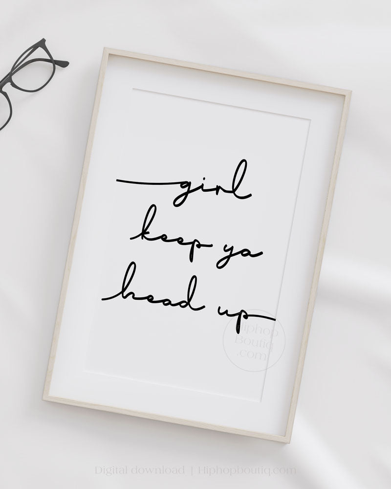 Keep ya head up script poster | 90s hip hop decor for bedroom - HiphopBoutiq