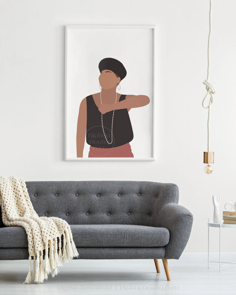 Female rapper poster | Old school hip hop artist | 90s rapper wall art - HiphopBoutiq