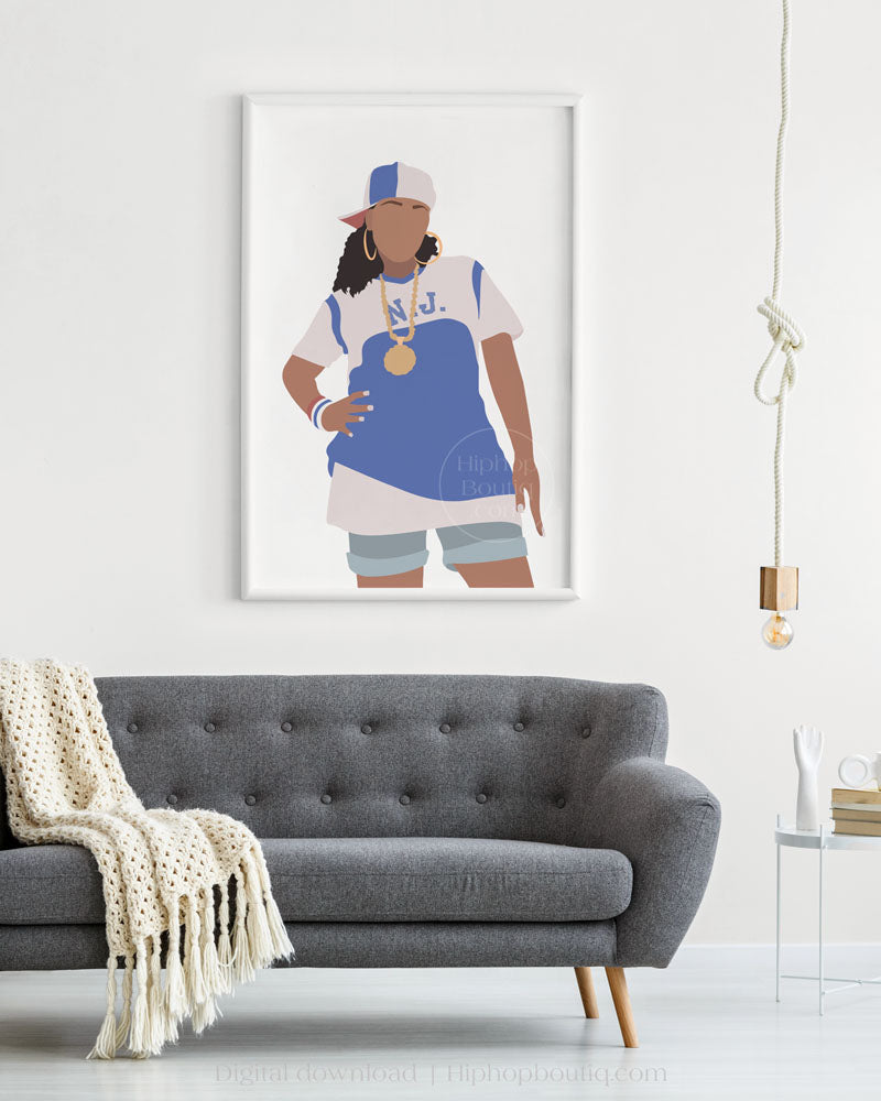 90s female rapper poster | Old school hip hop artist | Rapper wall art - HiphopBoutiq