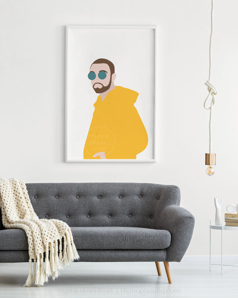 Rapper printable poster | Hip hop artist wall art | Rapper portrait art - HiphopBoutiq