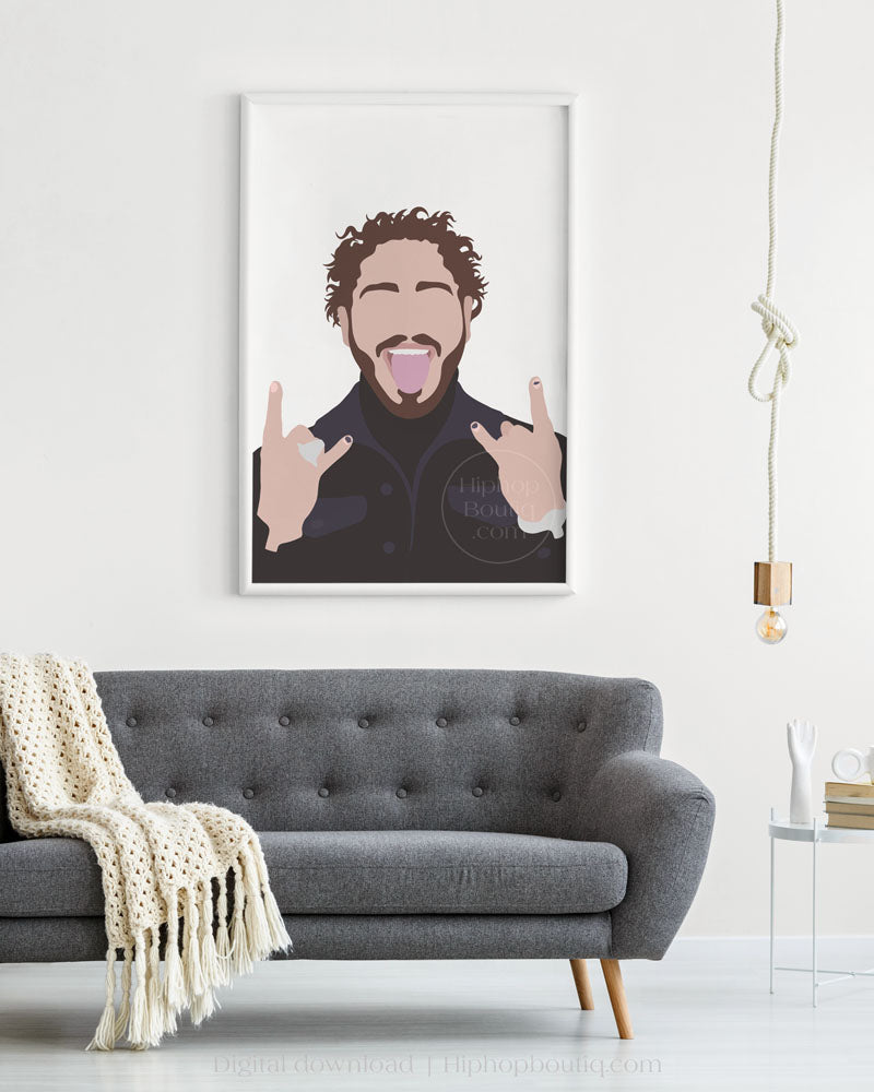 Rapper poster | Hip hop artist portrait printable - HiphopBoutiq